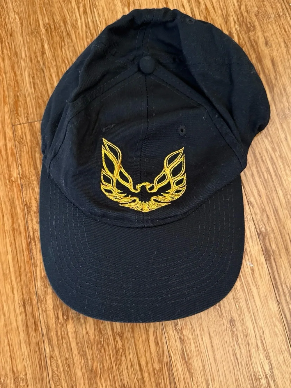 Black Baseball Hat with Gold Embroidered Eagle